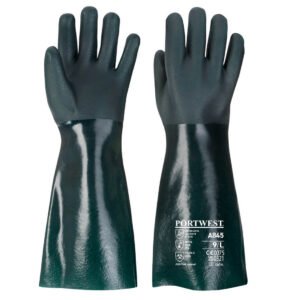 Mănuși PVC Dublu Impregnate Antiderapante – Protecție Mâini – Portwest A845, Green, Marimea XL