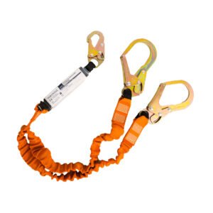 Lanyard Dublu 140kg cu Amortizor de Șoc - Protecția la Lucrul la Înălțime - Marca Portwest FP75, Black/Orange