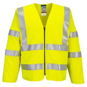 Vestă Bizflame Hi-Vis FR cu Mânecă Lungă și Fermoar - Protecție Ignifugă Multi-norm - Portwest FR616