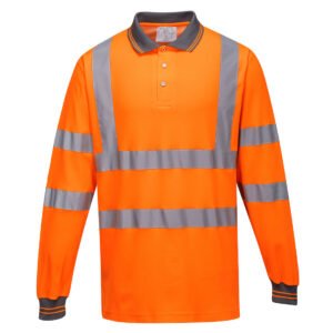 Tricou Polo Hi-Vis din Bumbac Confort cu Mânecă Lungă - Vizibilitate Ridicată - Marca Portwest S271