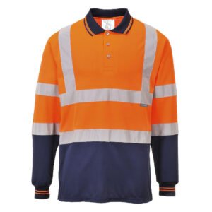 Tricou Polo Hi-Vis Contrast Mânecă Lungă - Gamă Vizibilitate Ridicată - Marca Portwest S279