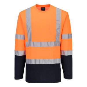 Tricou Hi-Vis Cotton Comfort Contrast L/S - Vizibilitate Ridicată - Marca Portwest S280